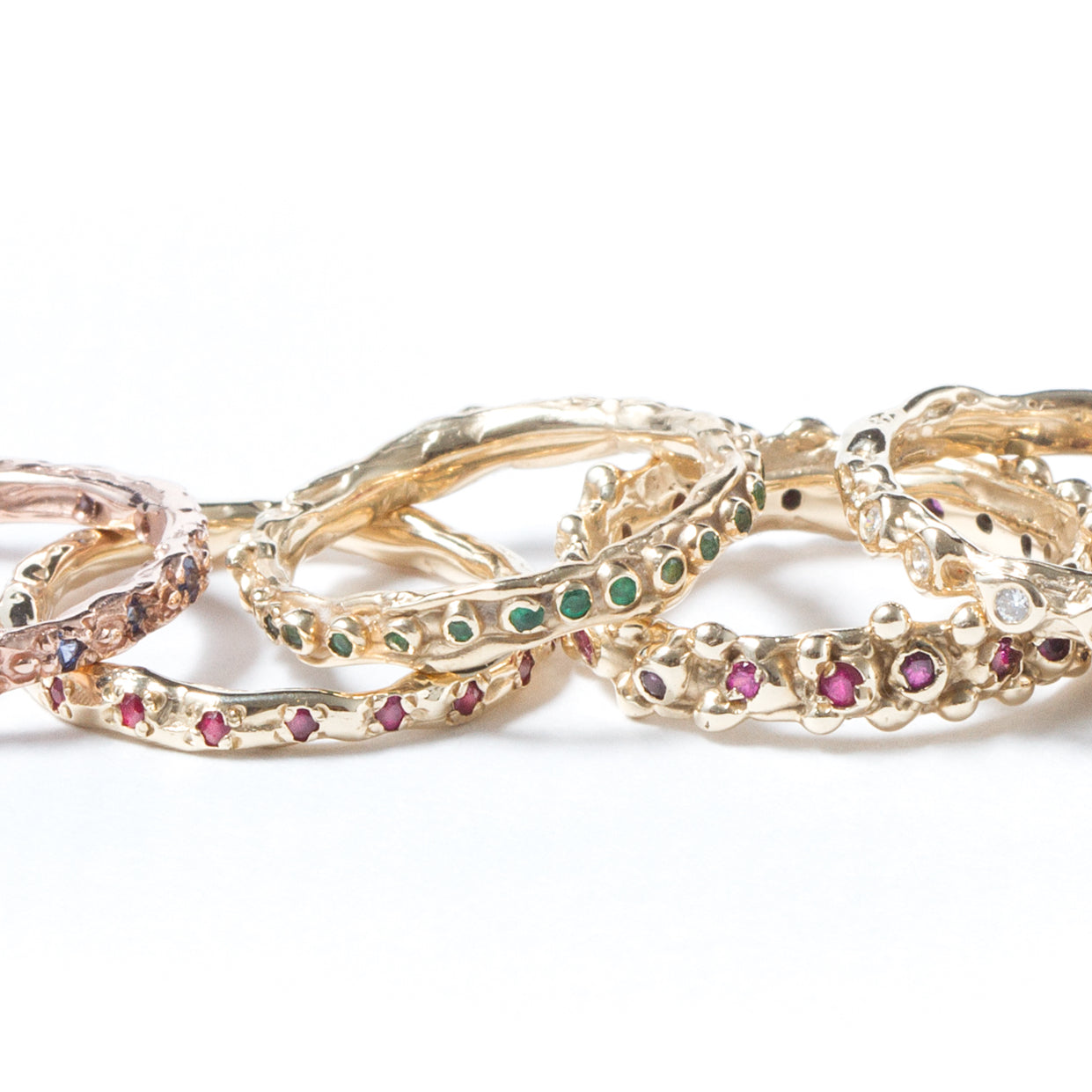 Flora, 9 Carat yellow gold, Eternity ring set with rubis. - LaParra Jewels-bespoke and one of a kind fine jewellery-london