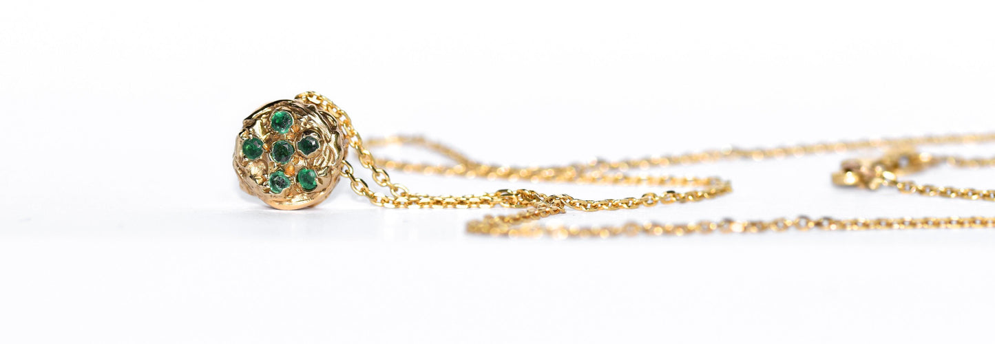 Gold Necklace set with emeralds - LaParra Jewels-BESPOKE HAND MADE JEWLERY LONDON