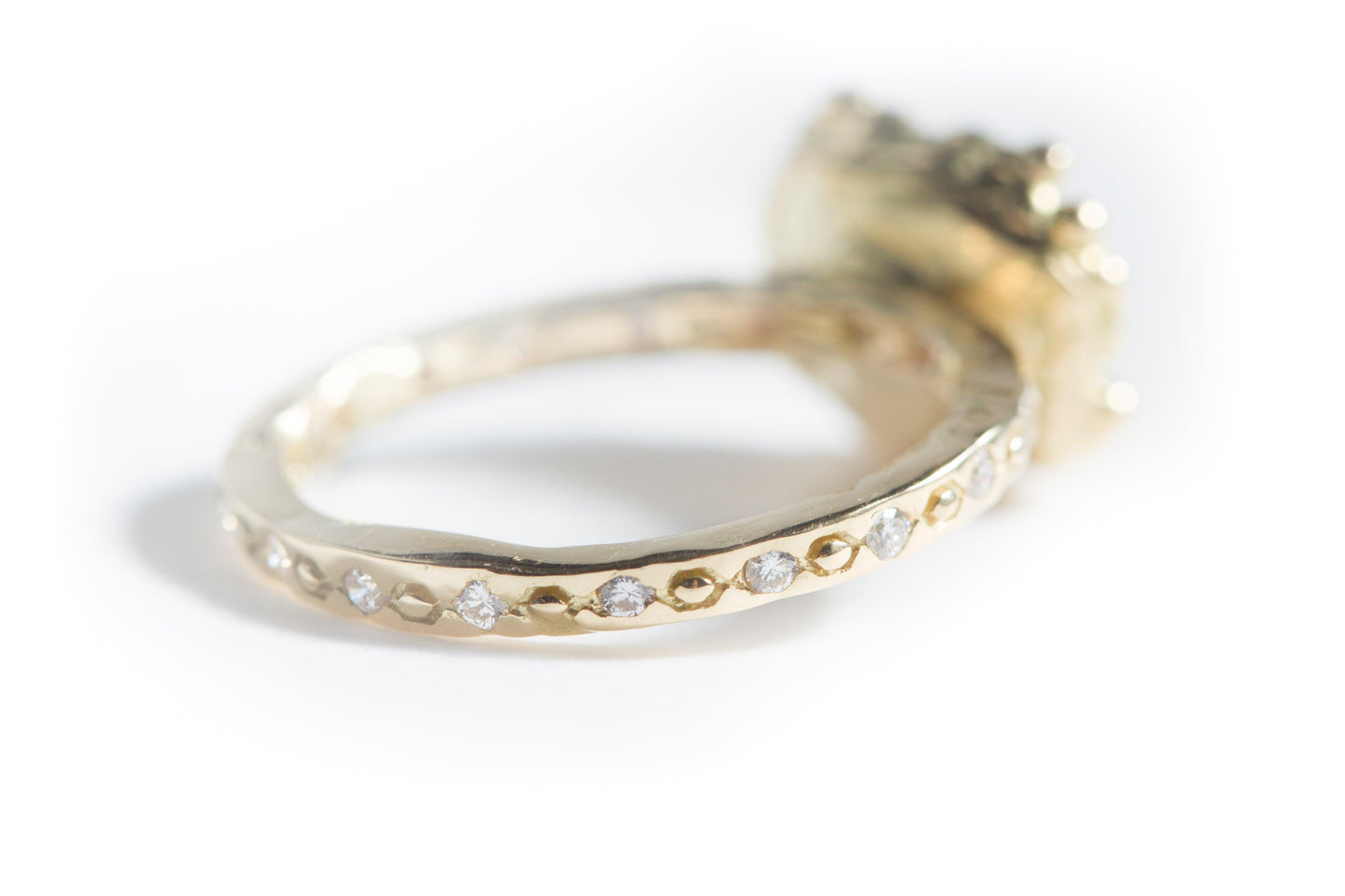 Gold ring set with yellow diamond and white diamonds around, one of a kind - LaParra Jewels-BESPOKE HAND MADE JEWLERY LONDON