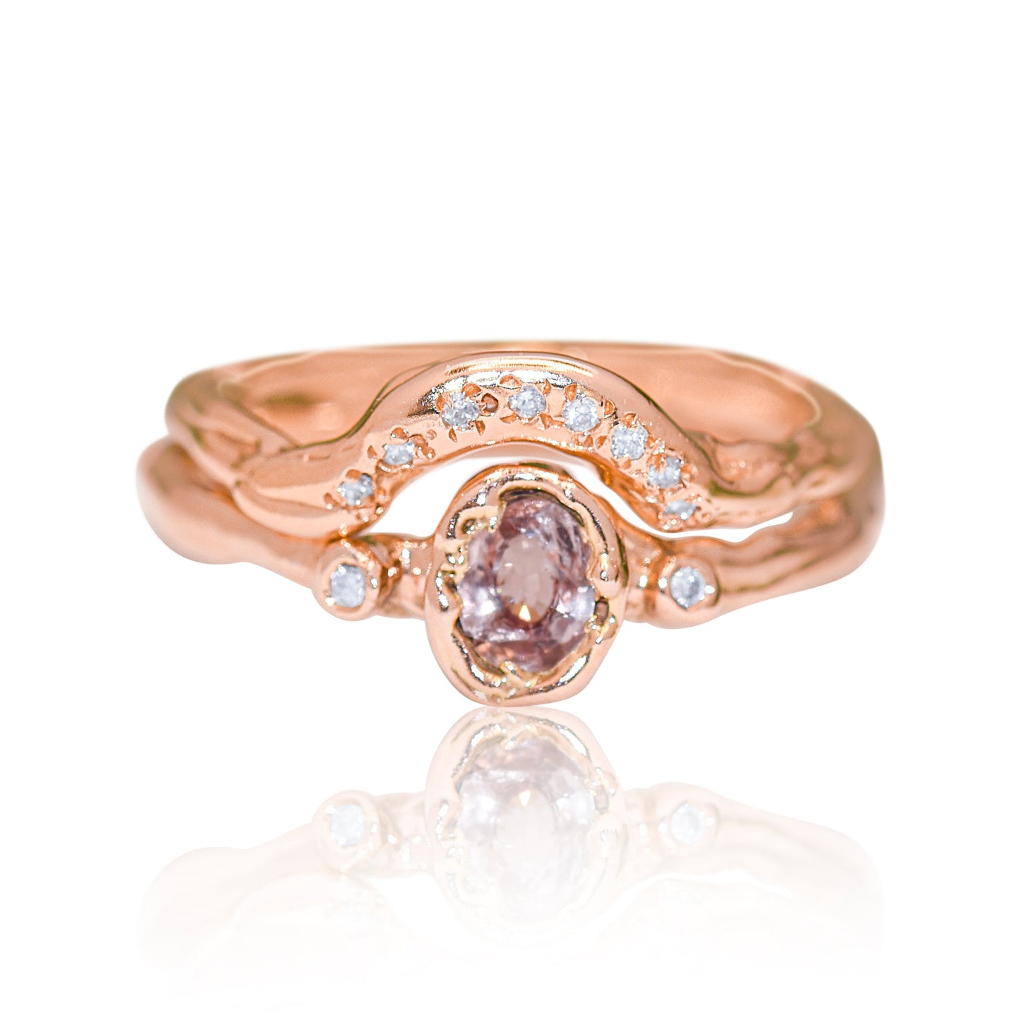 9ct Rose Gold Wedding Ring with Diamonds