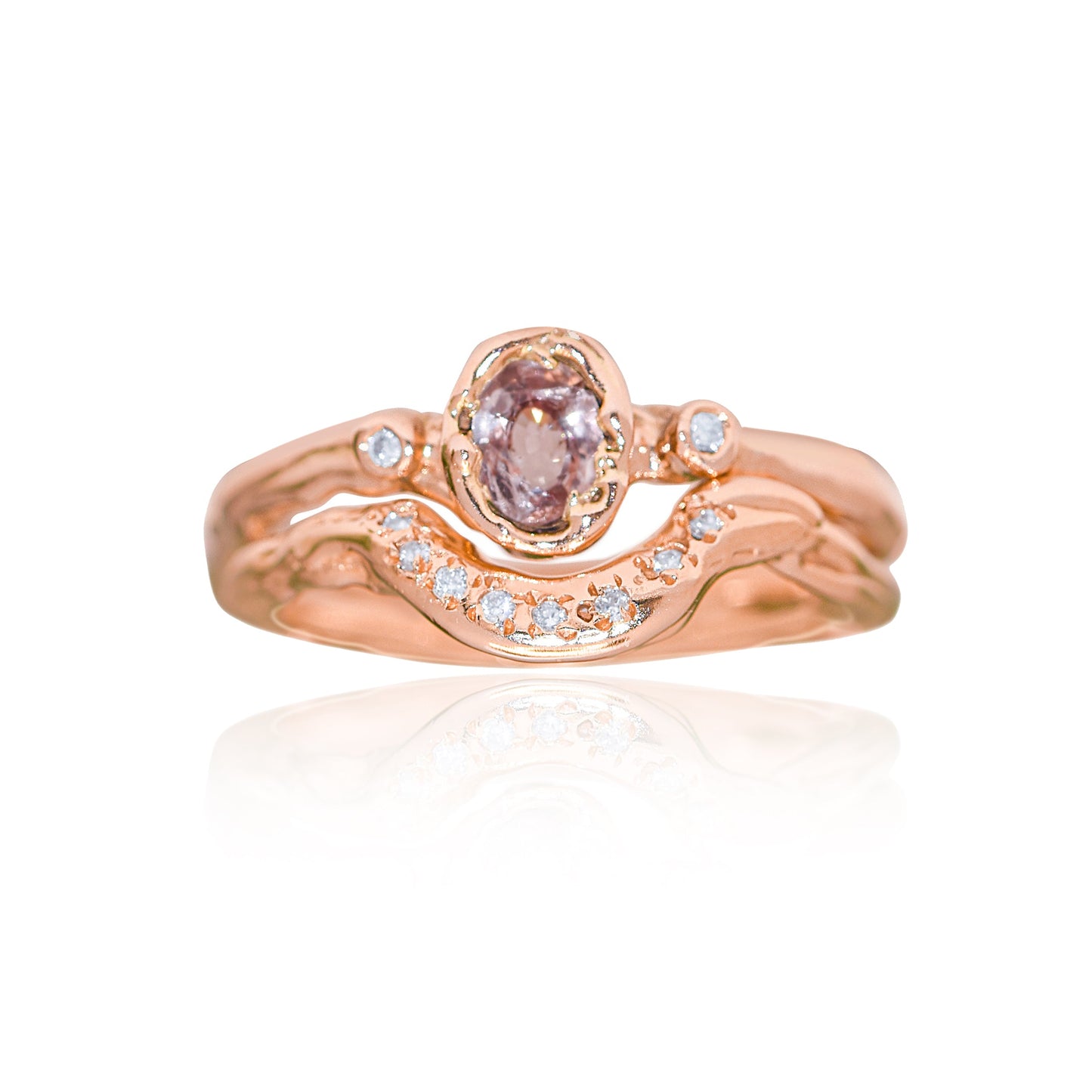 9ct Rose Gold Wedding Ring with Diamonds