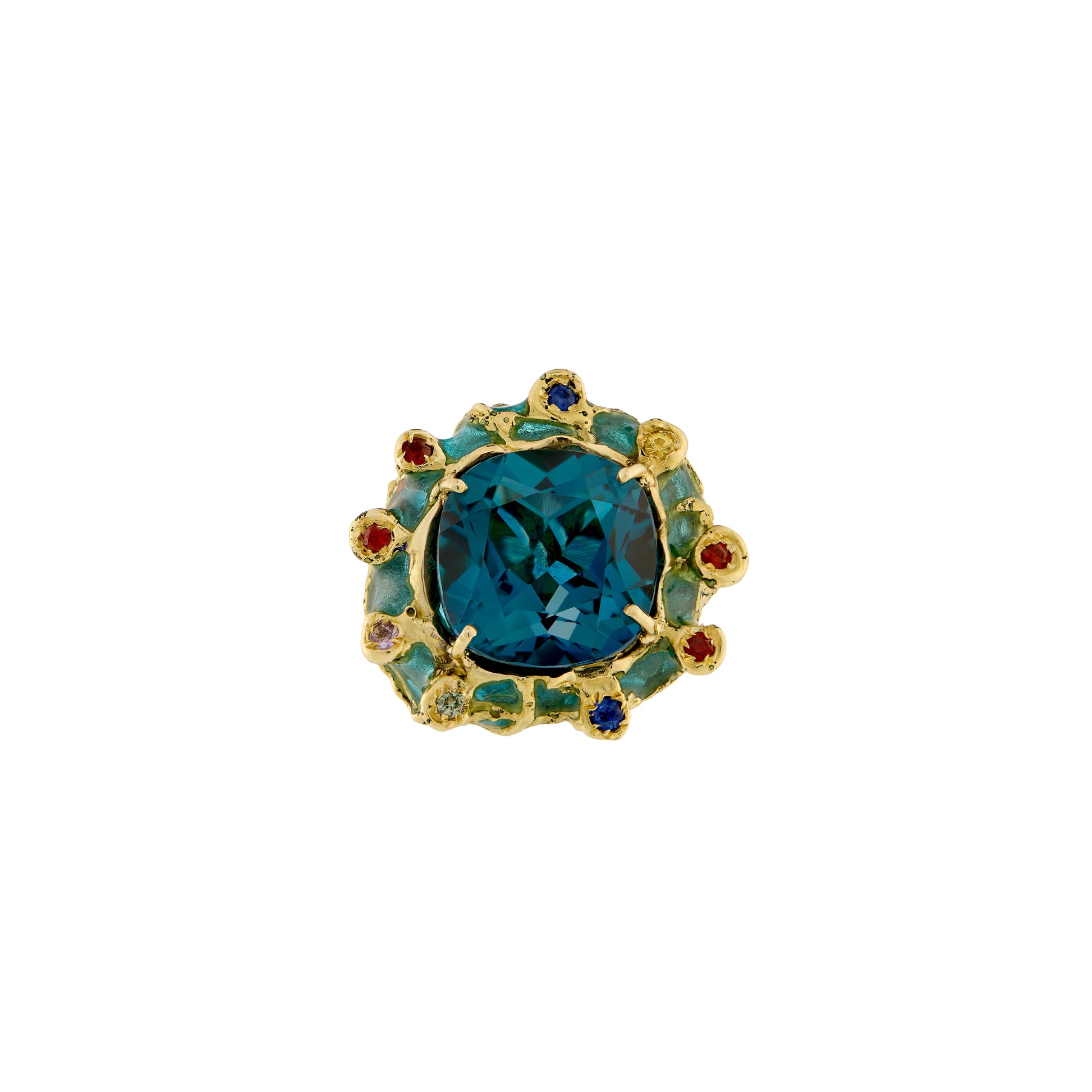 London Blue Topaz 18 ct. gold ring Parra Jewels-bespoke and one of a kind fine jewellery-london