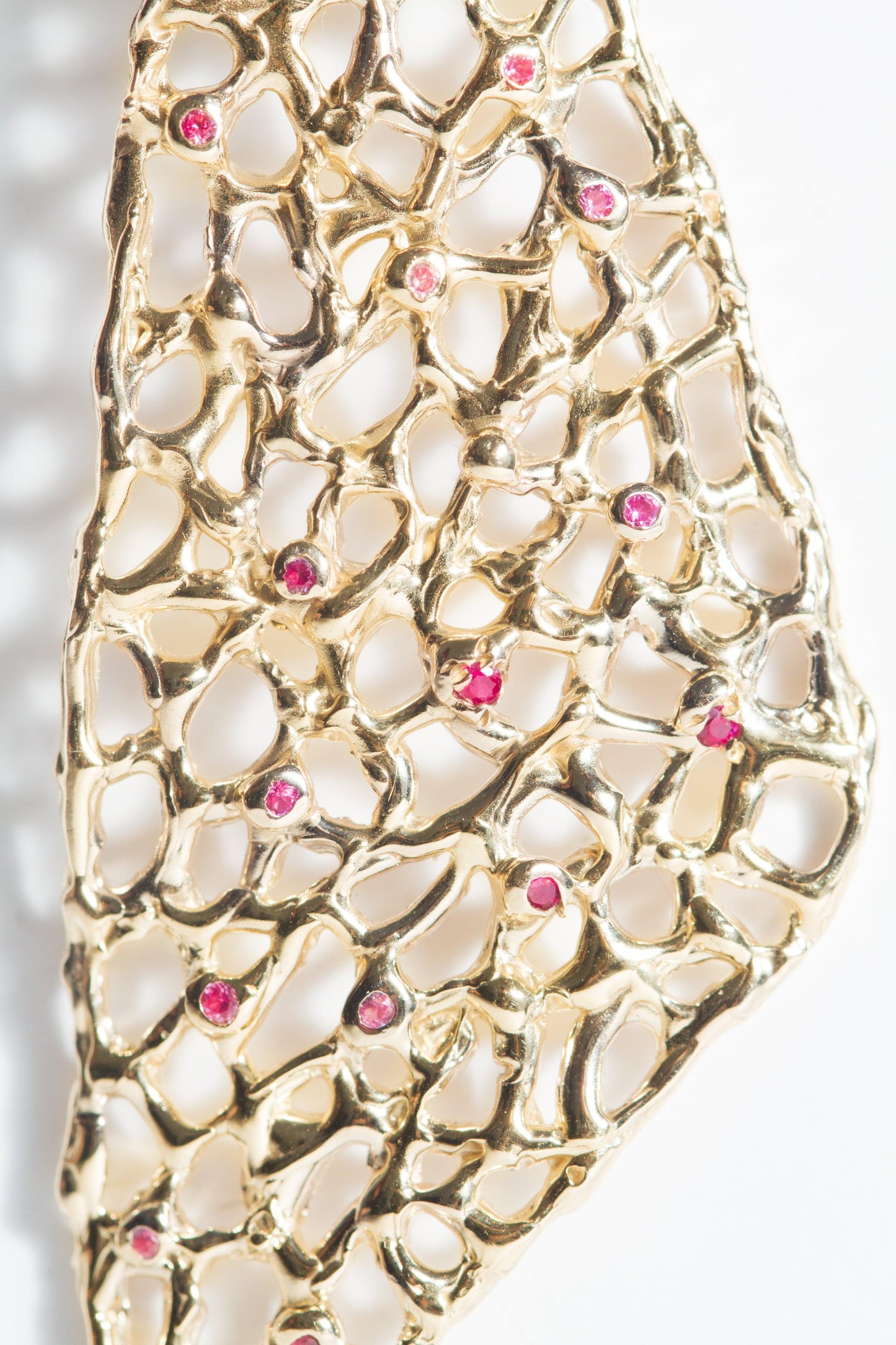 Gold studs and chandelier earrings set with rubis and sapphires, brilliant cut - LaParra Jewels-BESPOKE HAND MADE JEWLERY LONDON