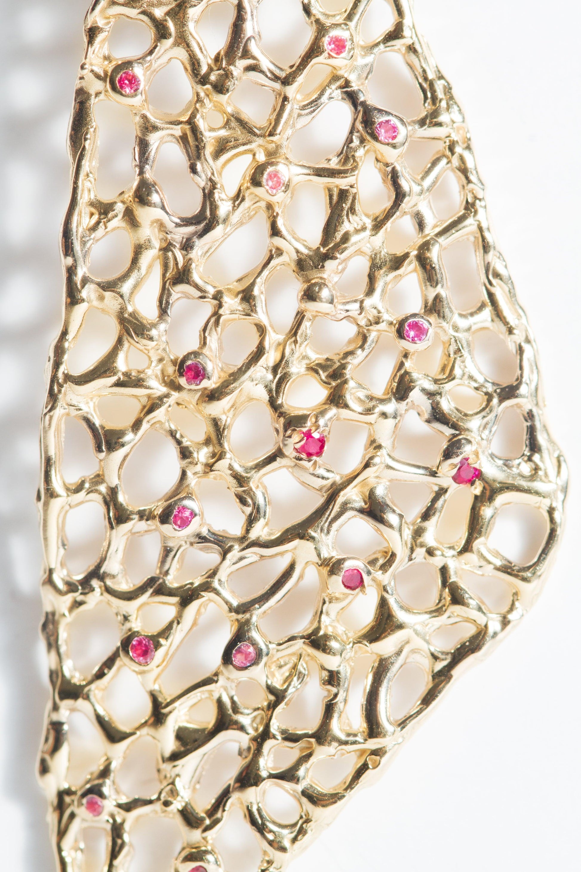 Gold studs and chandelier earrings set with rubis and sapphires, brilliant cut - LaParra Jewels-BESPOKE HAND MADE JEWLERY LONDON