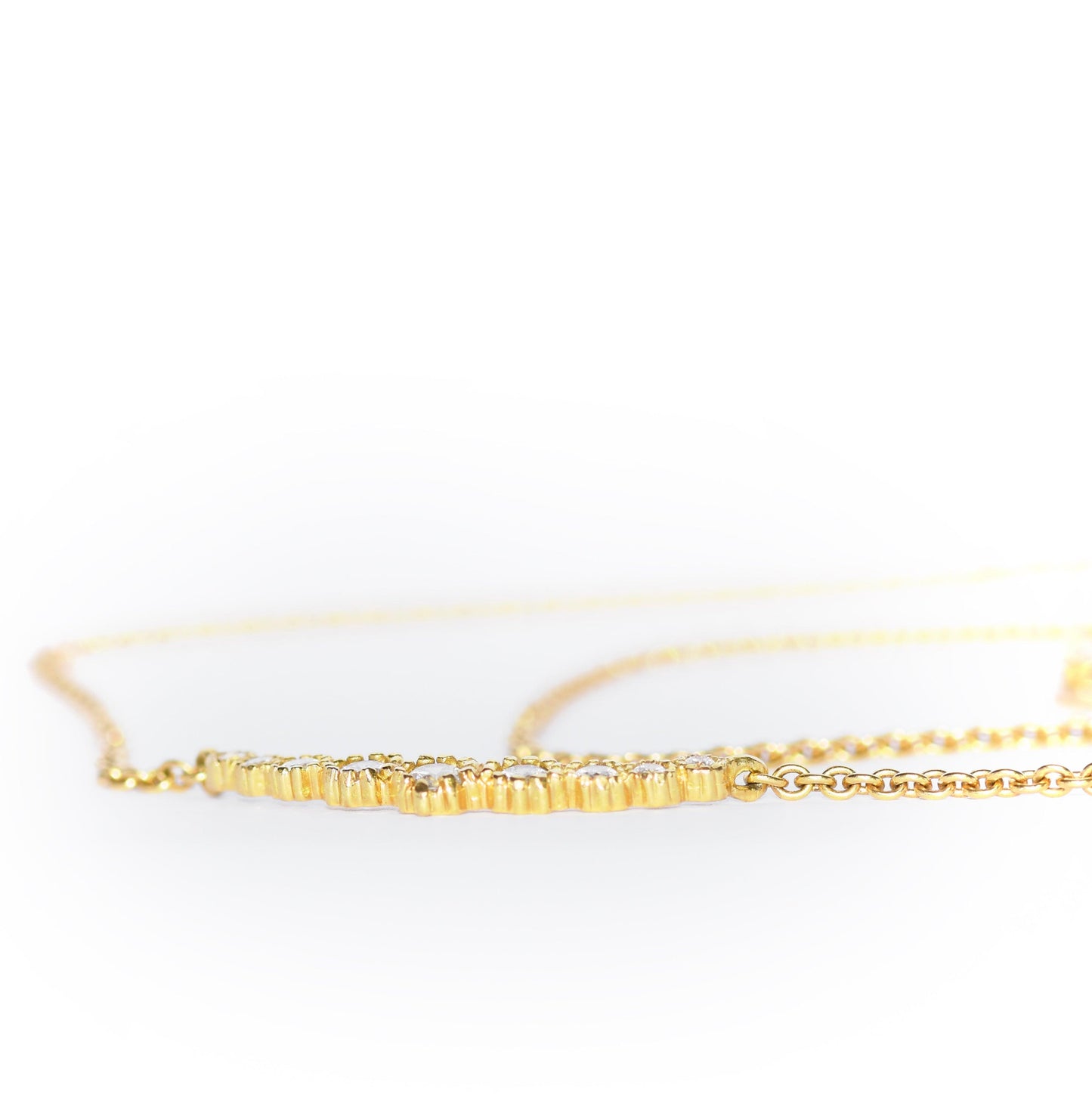 Gold Necklace set with white diamonds - LaParra Jewels-BESPOKE HAND MADE JEWLERY LONDON