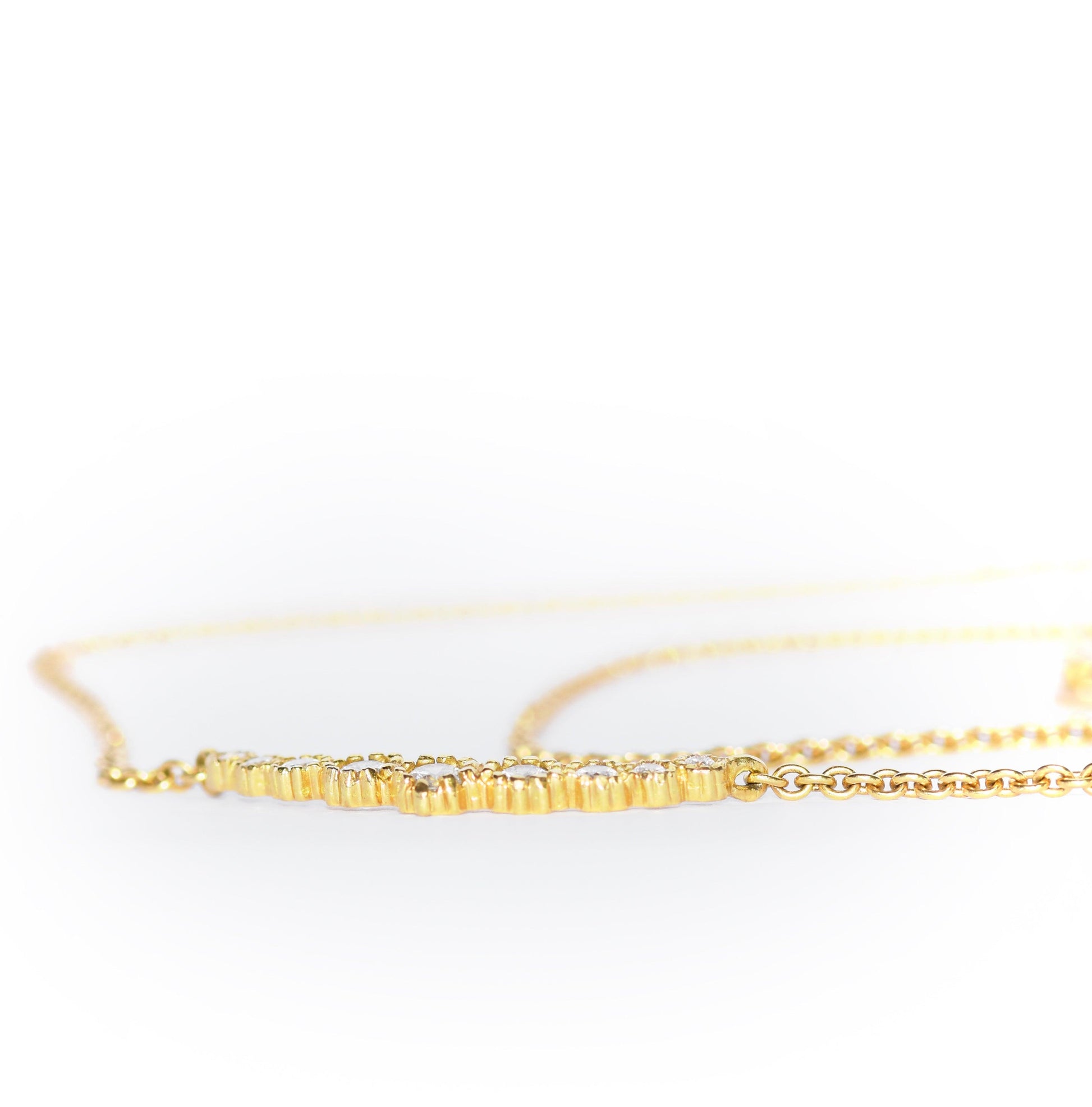 Gold Necklace set with white diamonds - LaParra Jewels-BESPOKE HAND MADE JEWLERY LONDON