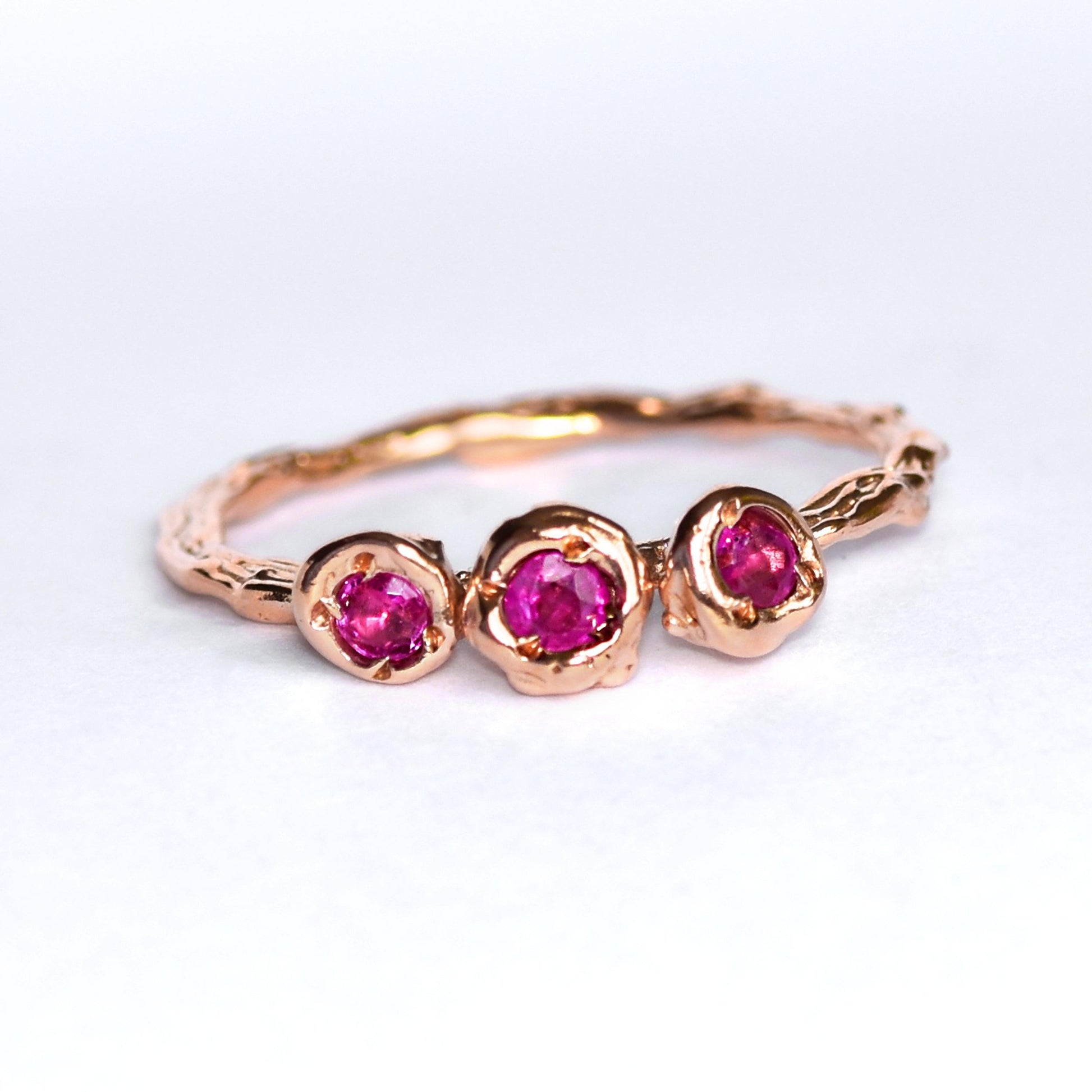 Rose Gold ring set with pink sapphires, one of a kind - LaParra Jewels-BESPOKE HAND MADE JEWLERY LONDON
