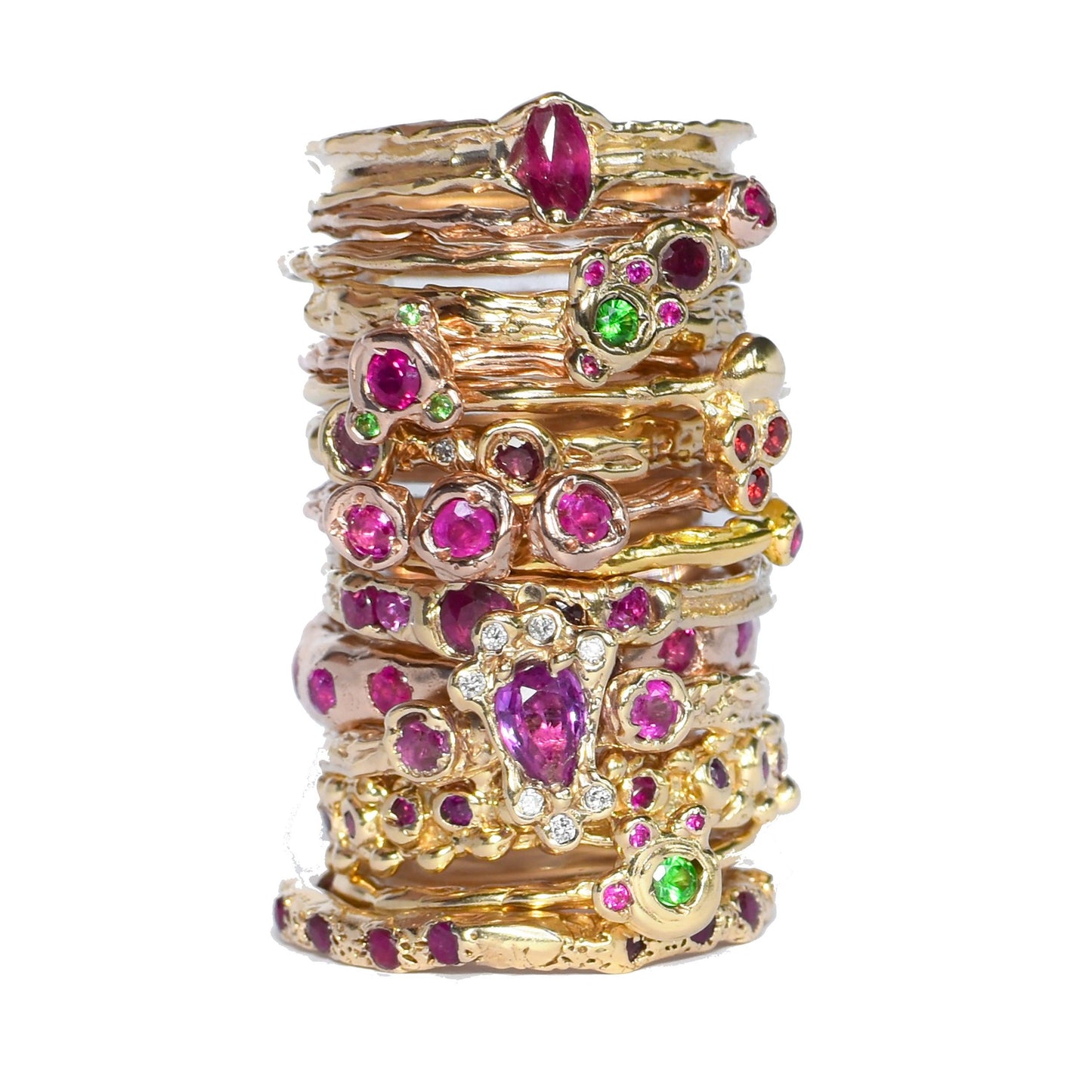 Rose Gold ring set with pink sapphires, one of a kind - LaParra Jewels-BESPOKE HAND MADE JEWLERY LONDON