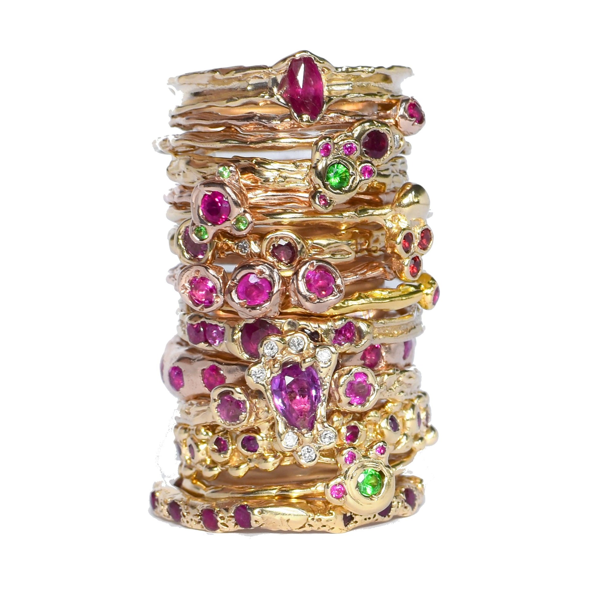 Rose Gold ring set with pink sapphires, one of a kind - LaParra Jewels-BESPOKE HAND MADE JEWLERY LONDON